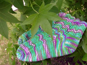 Designedly, Kristi Heatwave socks in a Japanese Maple tree.