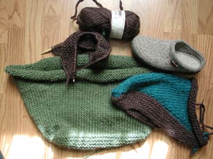 Some pre-felting knitting for the holidays.