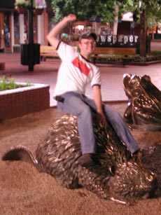 John riding the bronze beaver!