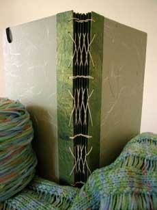 A look at the spine of Kristi's handmade knitting journal.