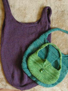 A worstead Lucy Bag and a not-so Squatty Sister Sidekick before fulling/felting.