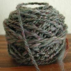 25 yards of handspun 70/30 merino/eco-polyester plied, washed, blocked and balled.