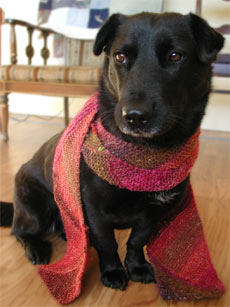 Emma modeling the multidirectional scarf.