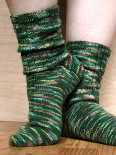 Spring Field Socks in Opal CR9 yarn on size 1 needles.