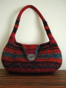 A Squatty Sidekick felted purse knit in scraps of heavier yarns.