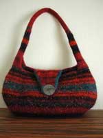 A Squatty Sidekick felted purse knit in scraps of heavier yarns.