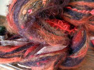 Close-up look at the mohair yarn from Be Sweet that I got from my SPIV.