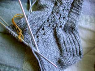 A closer look at the pattern detailing for the foot.
