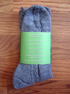 The back of wrapped Sockapalooza Spearfish socks.