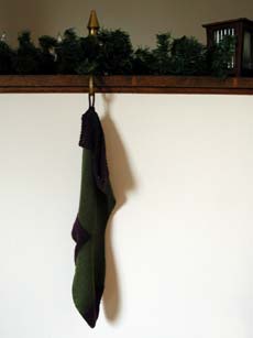 Completed Christmas stocking hung.