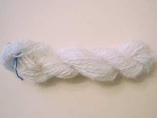 Skein of washed and set Teeswater spun from rolags.