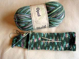 Opal sock with broken needle