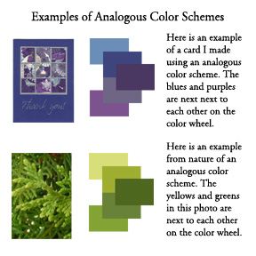 Examples of Analogous color schemes from art and nature.