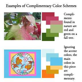 Examples of complimentary color schemes from art and nature.