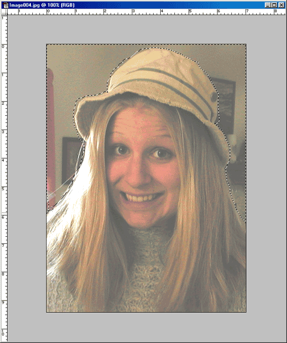 This is a screen shot of a portion of the photo selected with the lasoo tool.