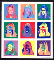 An Andy Warhol inspired print using the hand carved stamp that was prepped for carving using this tutorial.